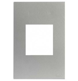 Placa 2 Módulos Juntos com Suporte 4x2 - RECTA PRATA SATIN FOSCO